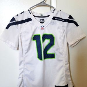 Nike NFL Seahawks 12th Fan 12th Man Jersey Women's Size Small White Away Jersey